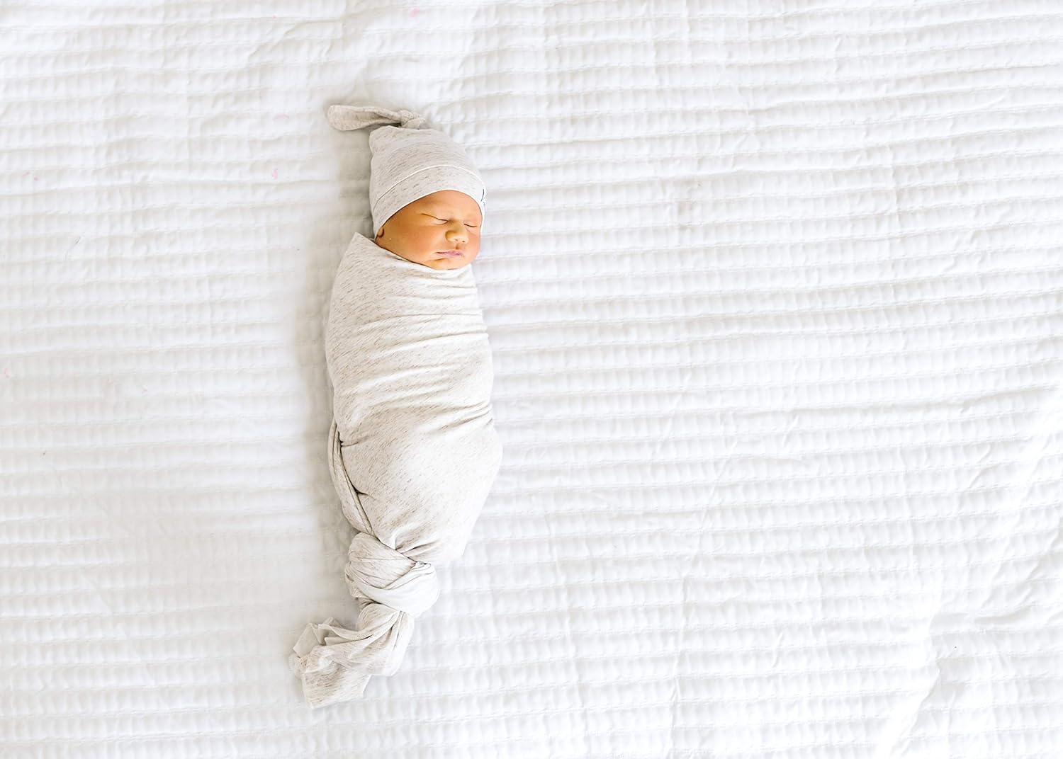 Copper Pearl Baby Beanie Stretch Top Knot