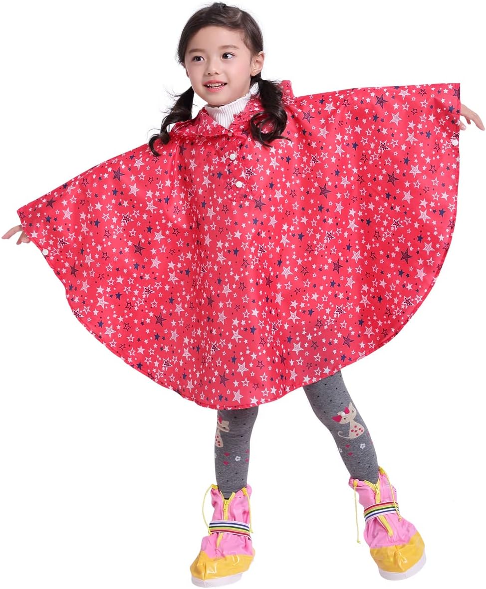 Spmor Kids Rain Poncho Hoodie - Waterproof Fashionable Perfect for Wintertime