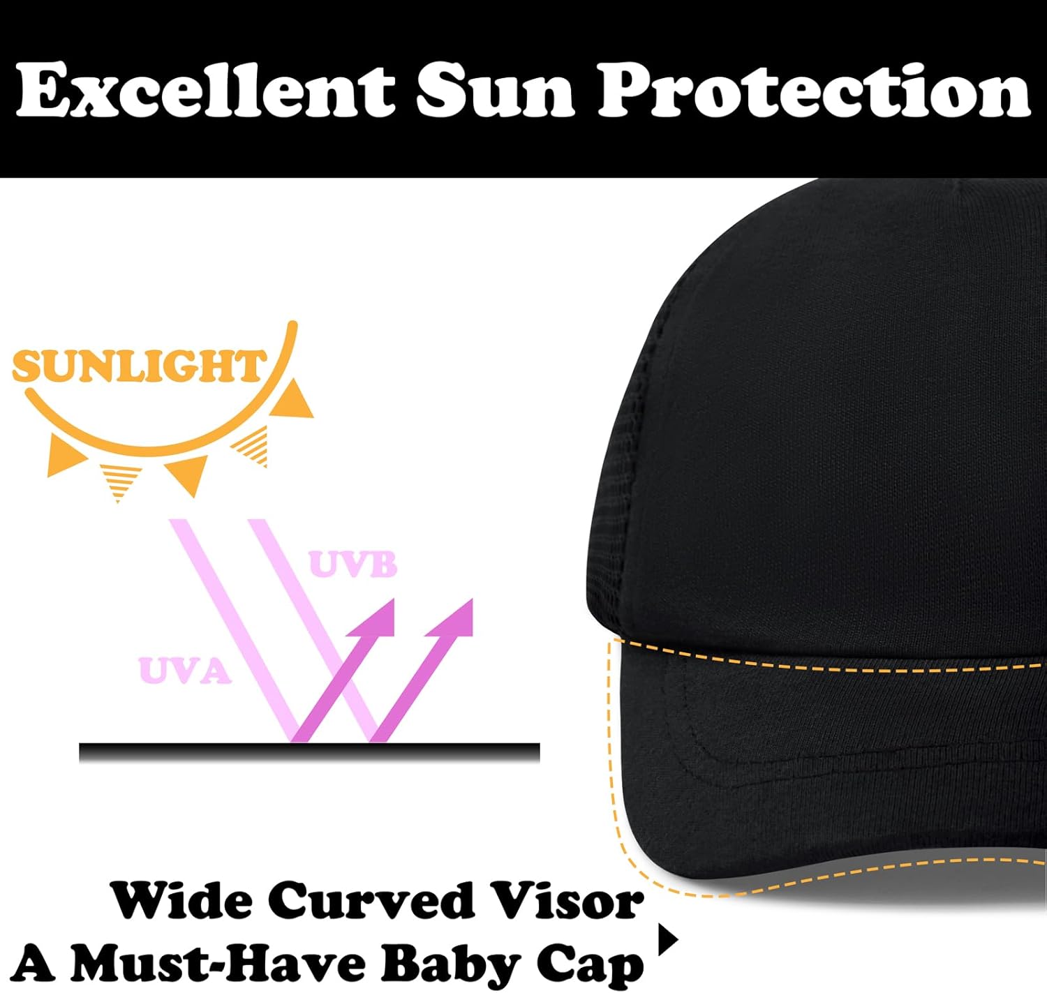 Sarfel Toddler Baseball Hat UPF 50 Sun Protection