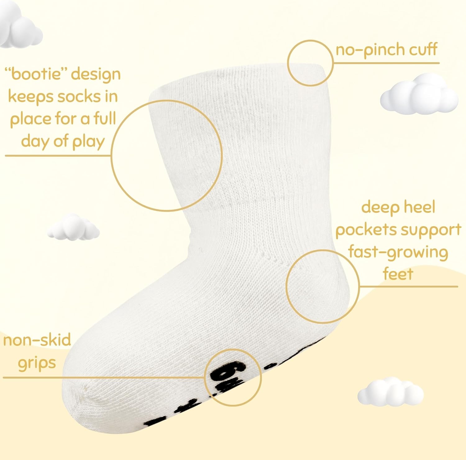InnoBeta Baby Socks Set with Funny Quotes - 4 Pairs for Newborns
