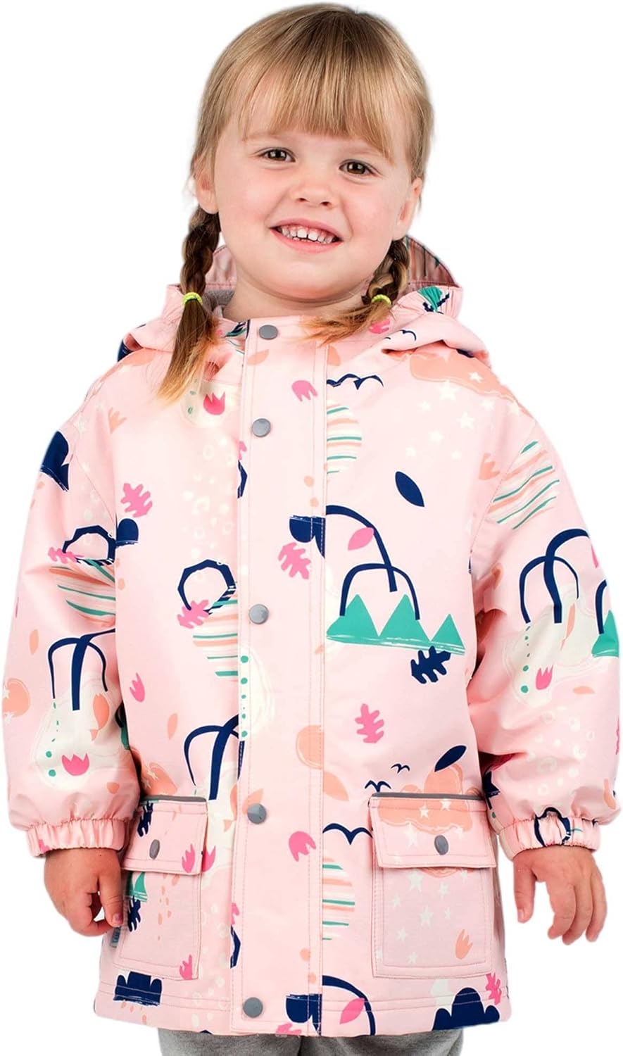 JAN JUL Waterproof Fleece-Lined Rain Jacket for Kids