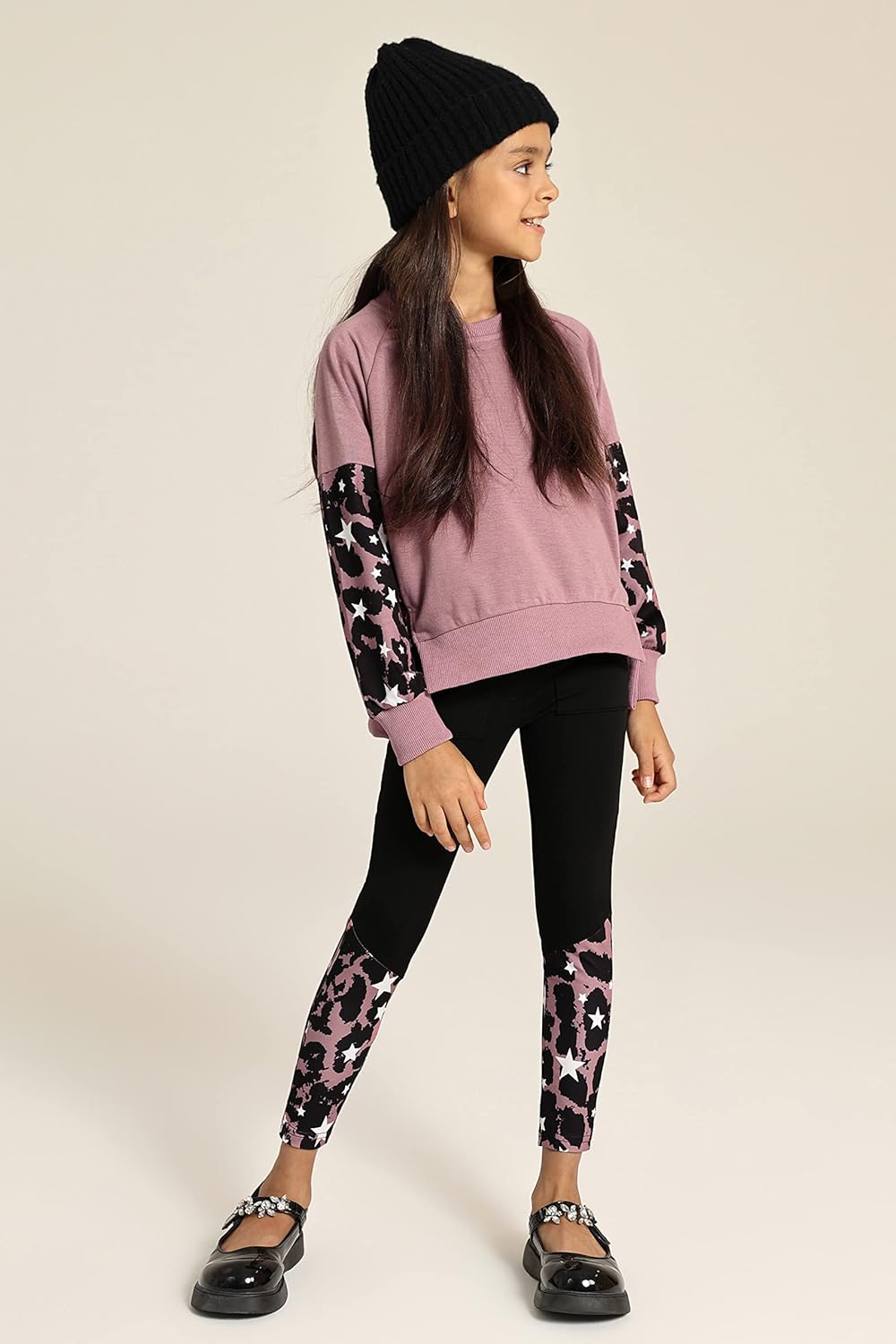 Girls Fashionable Sweater and Track Pants Set for Ages 5-14