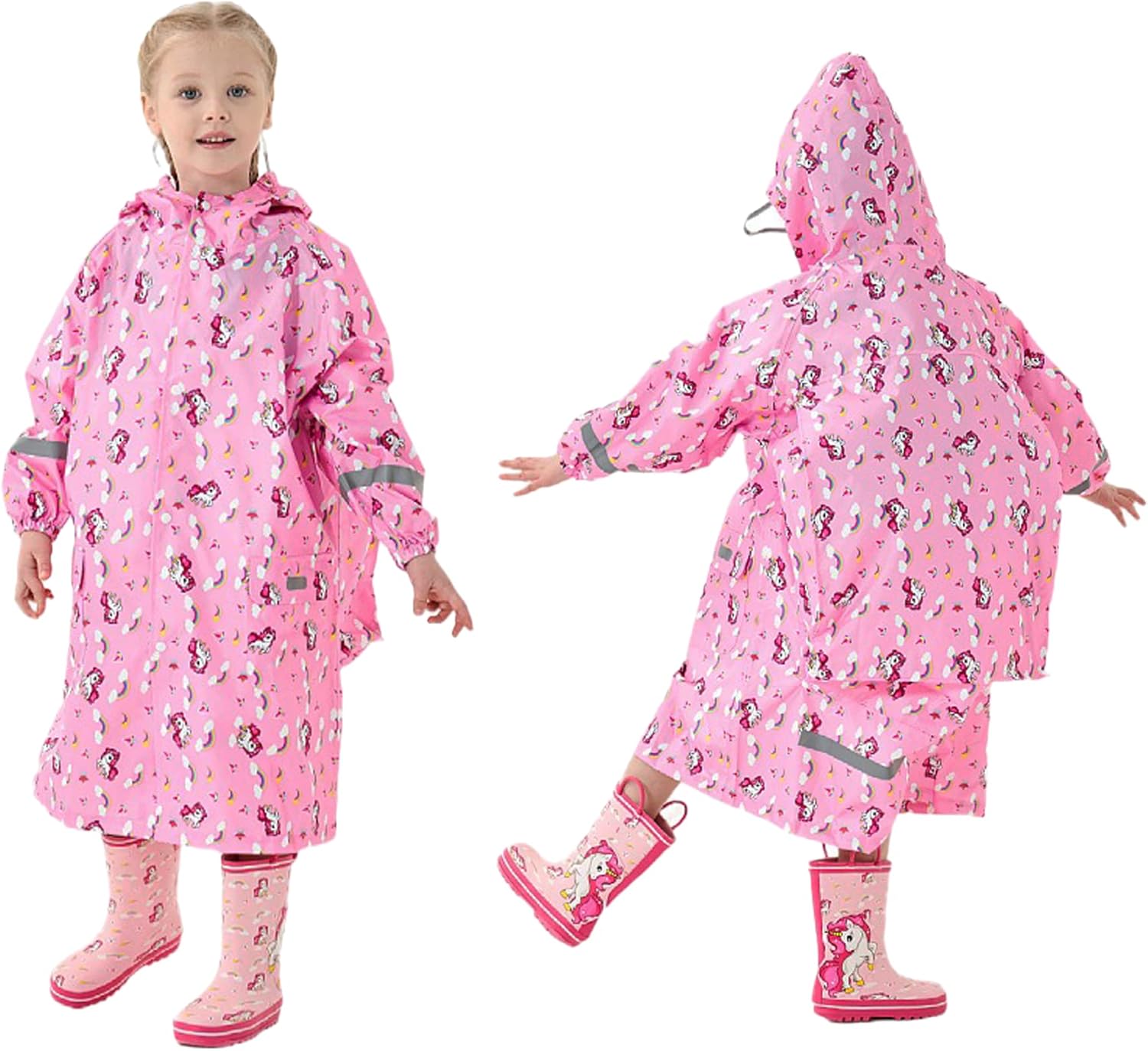 Fewlby Kids Waterproof Raincoat for School