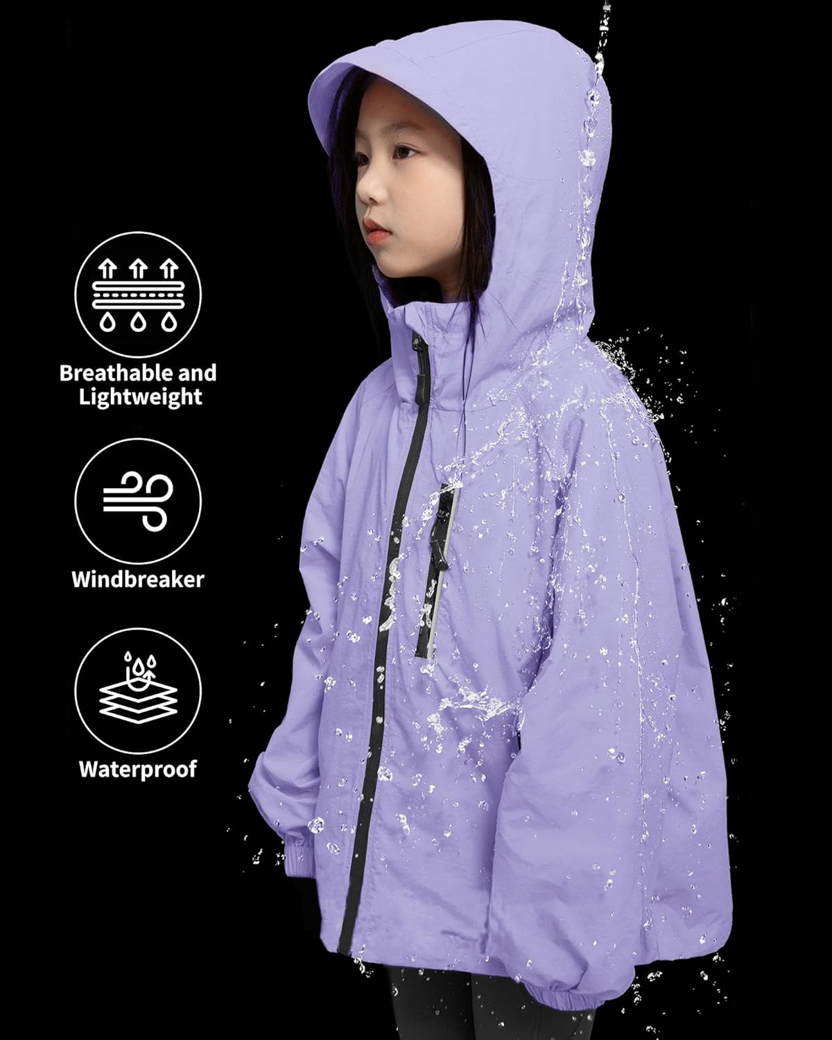 Rolanko Girls Waterproof Hoodie Outdoorsy Design