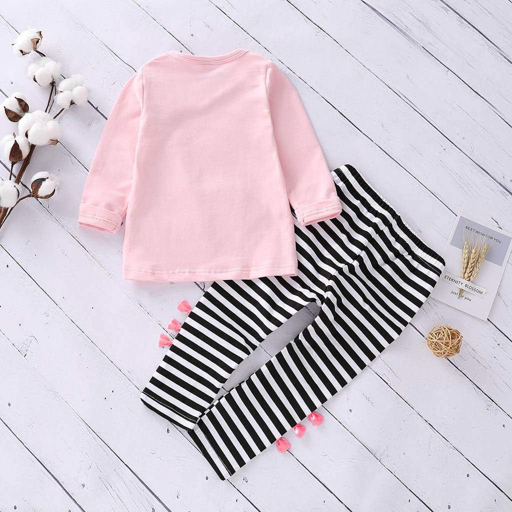 Stylish Stripe Elephant Bow Outfits for Toddler Girls