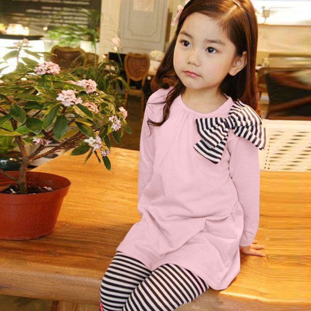 Stylish Stripe Elephant Bow Outfits for Toddler Girls