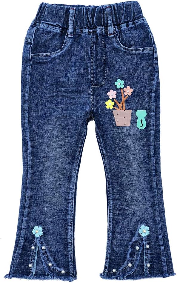 Peacolate 2-11T Toddler Jeams with Distressed Embroidery