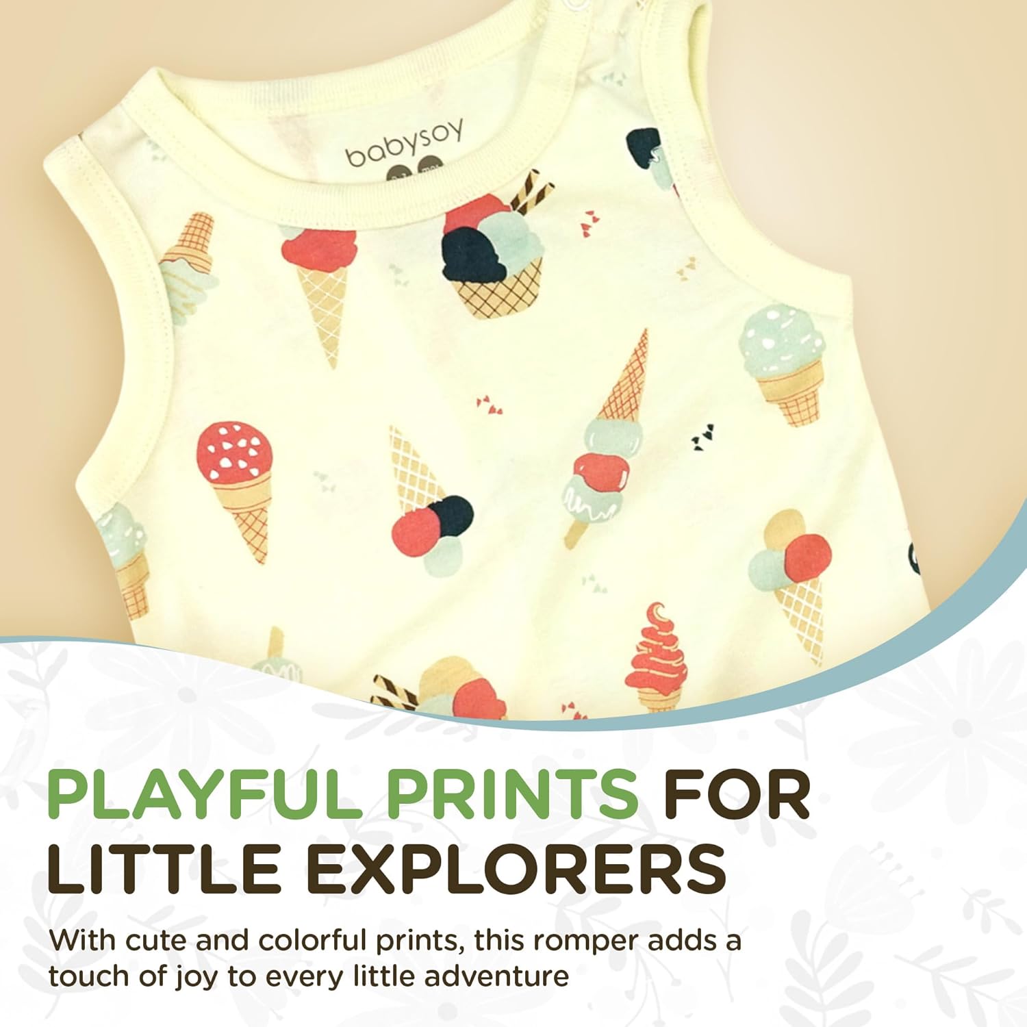 Babysoy Unisex Tank Romper for Little Ones Soft Playful Durable