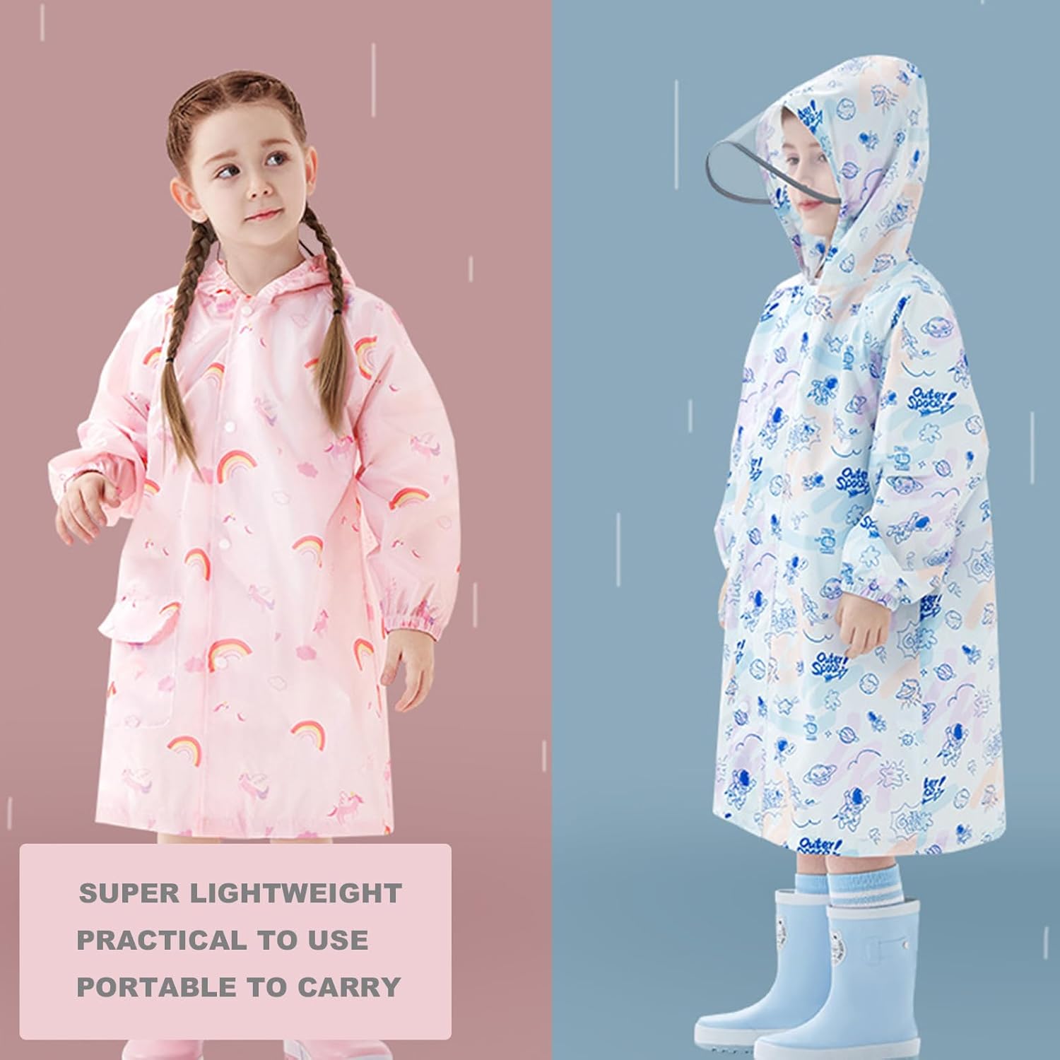 Bright Cute Kids Raincoat - Eco-Friendly Waterproof Reusable