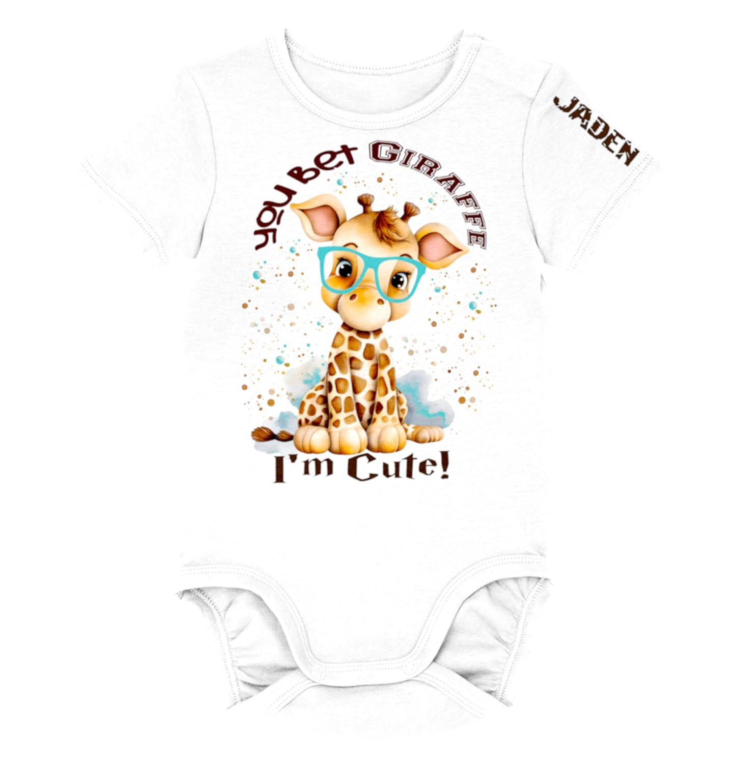 Joyful Giraffe Design Personalized Baby Giraffe Bodysuit Creative Prints of Joy