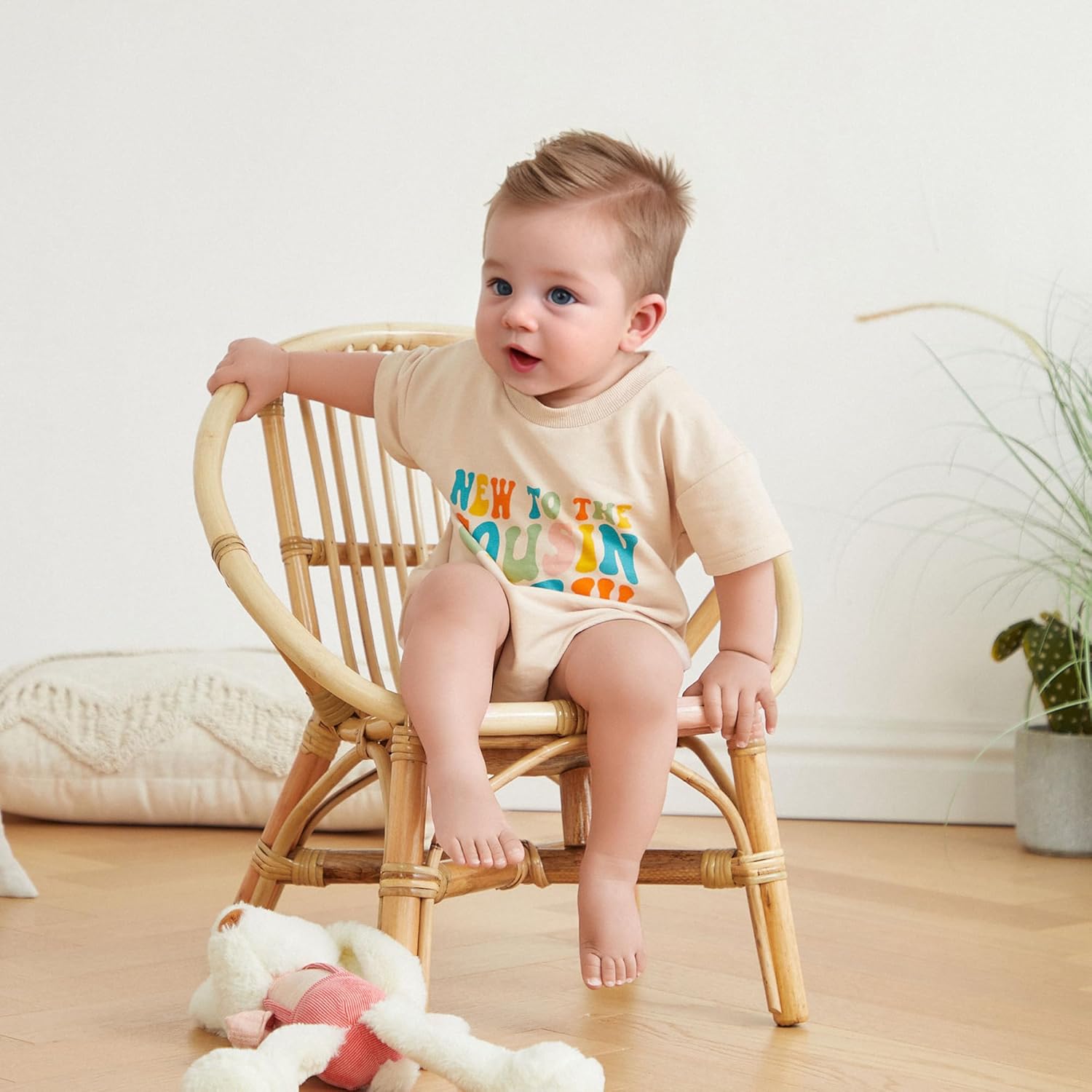 Newborn Baby Girl Boy Short Sleeve Romper with Cousin Design