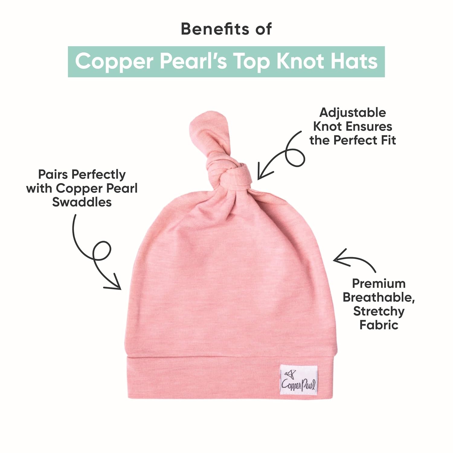 Copper Pearl Baby Beanie Stretch Top Knot