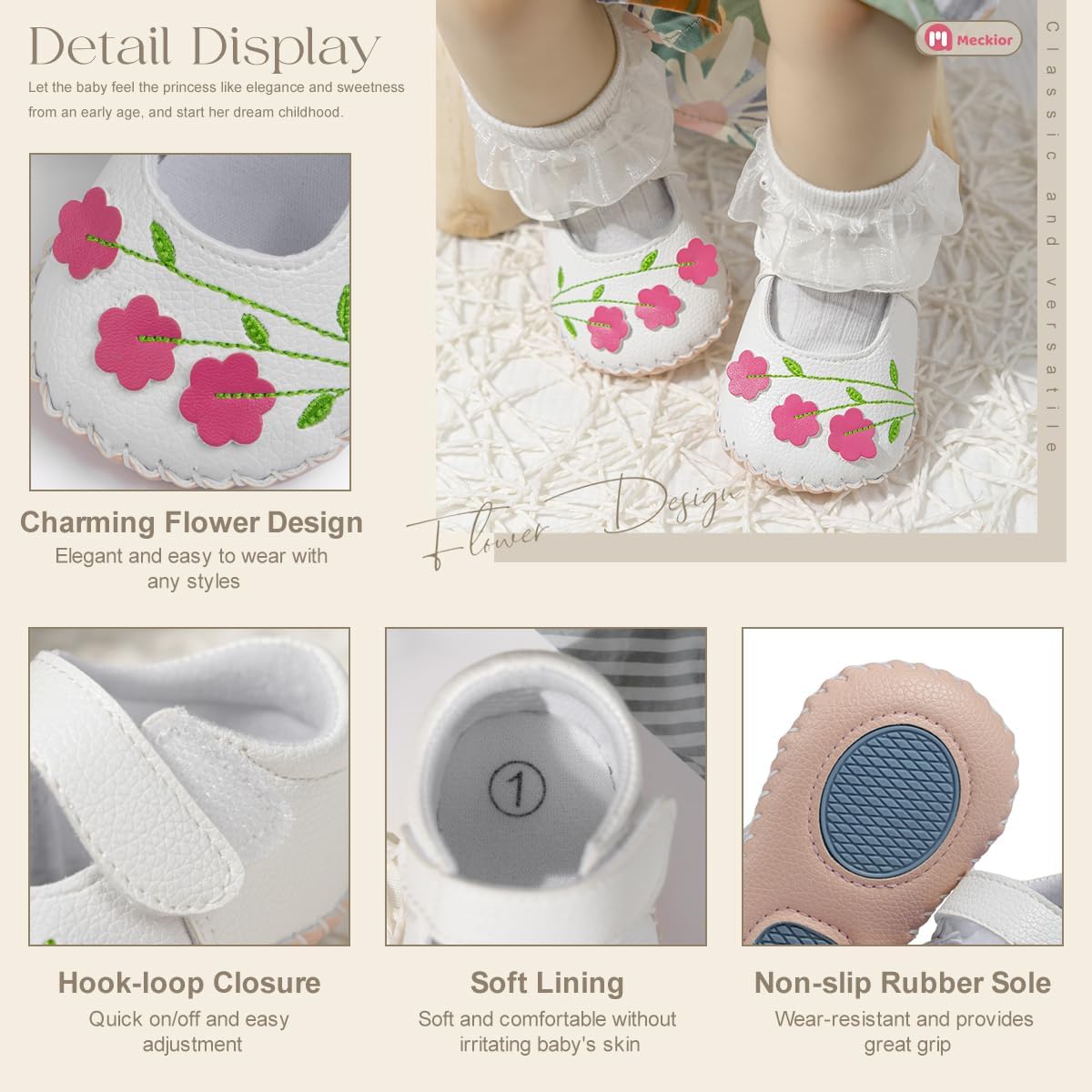 Meckior Soft Lightweight Baby Shoes for TODDLERS