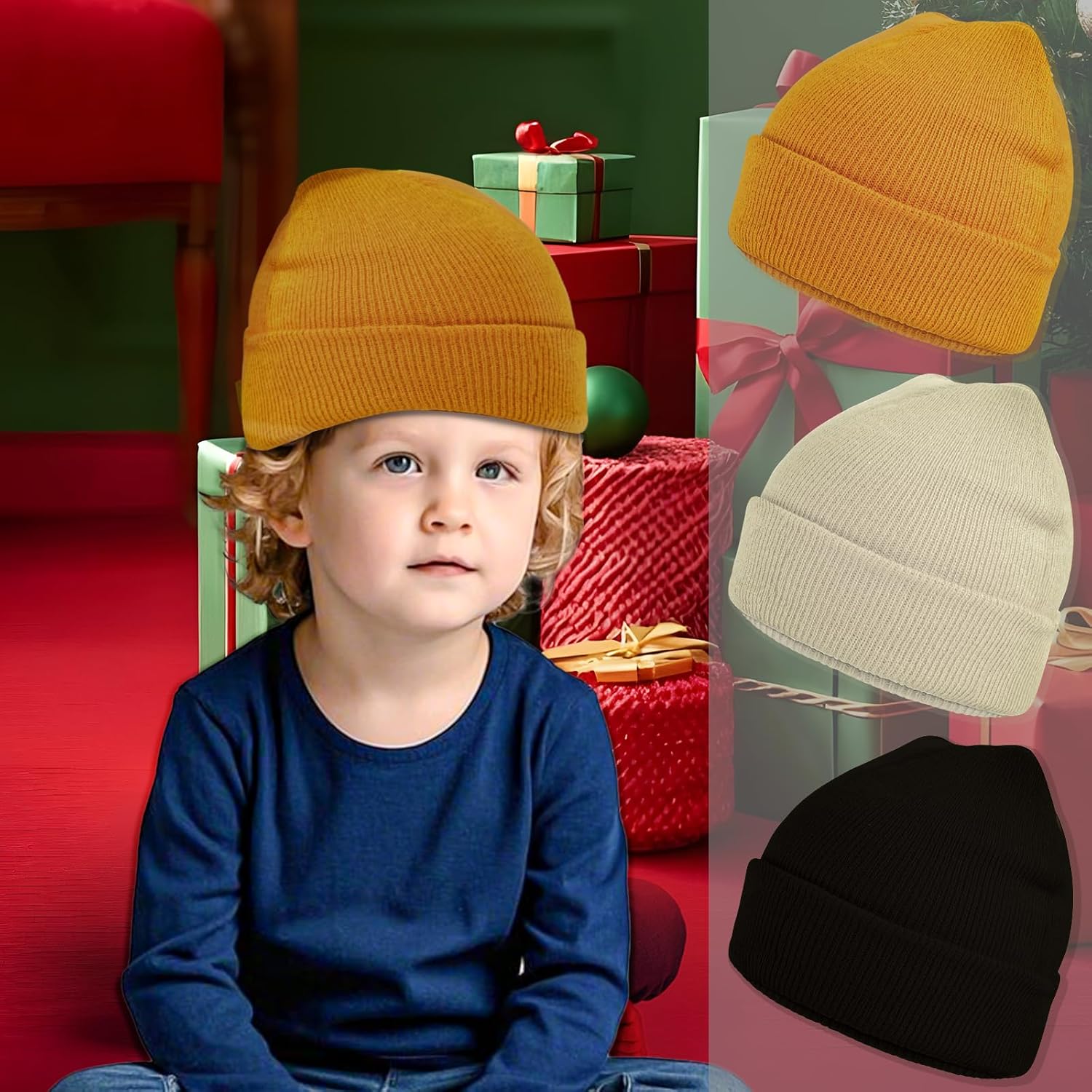 2 Pack Toddler Beanies for Babies Dual-Layer Warmness Soft Stretchy Unisex