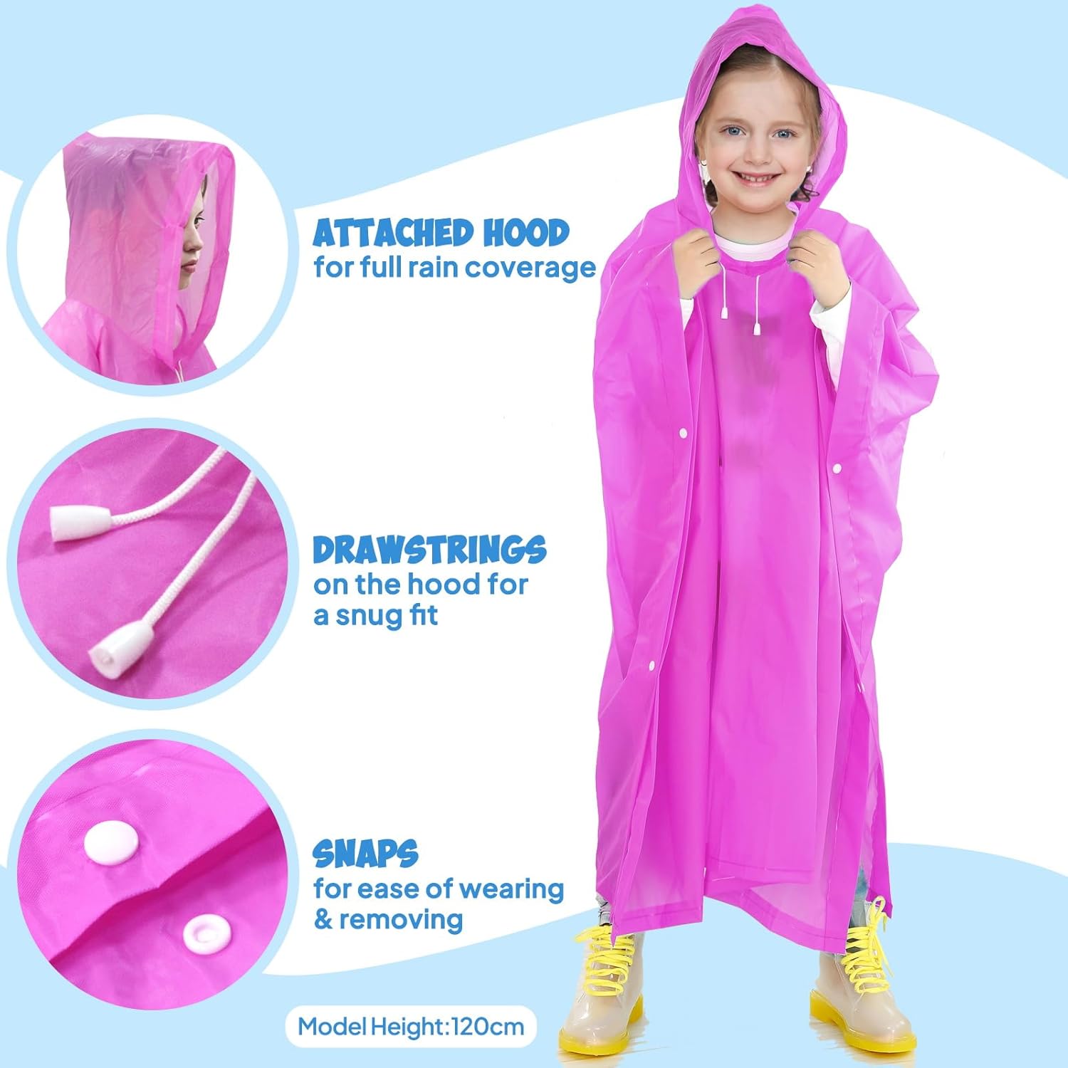 Anyoo 2-Piece Waterproof Reusable Rain Coats for Kids