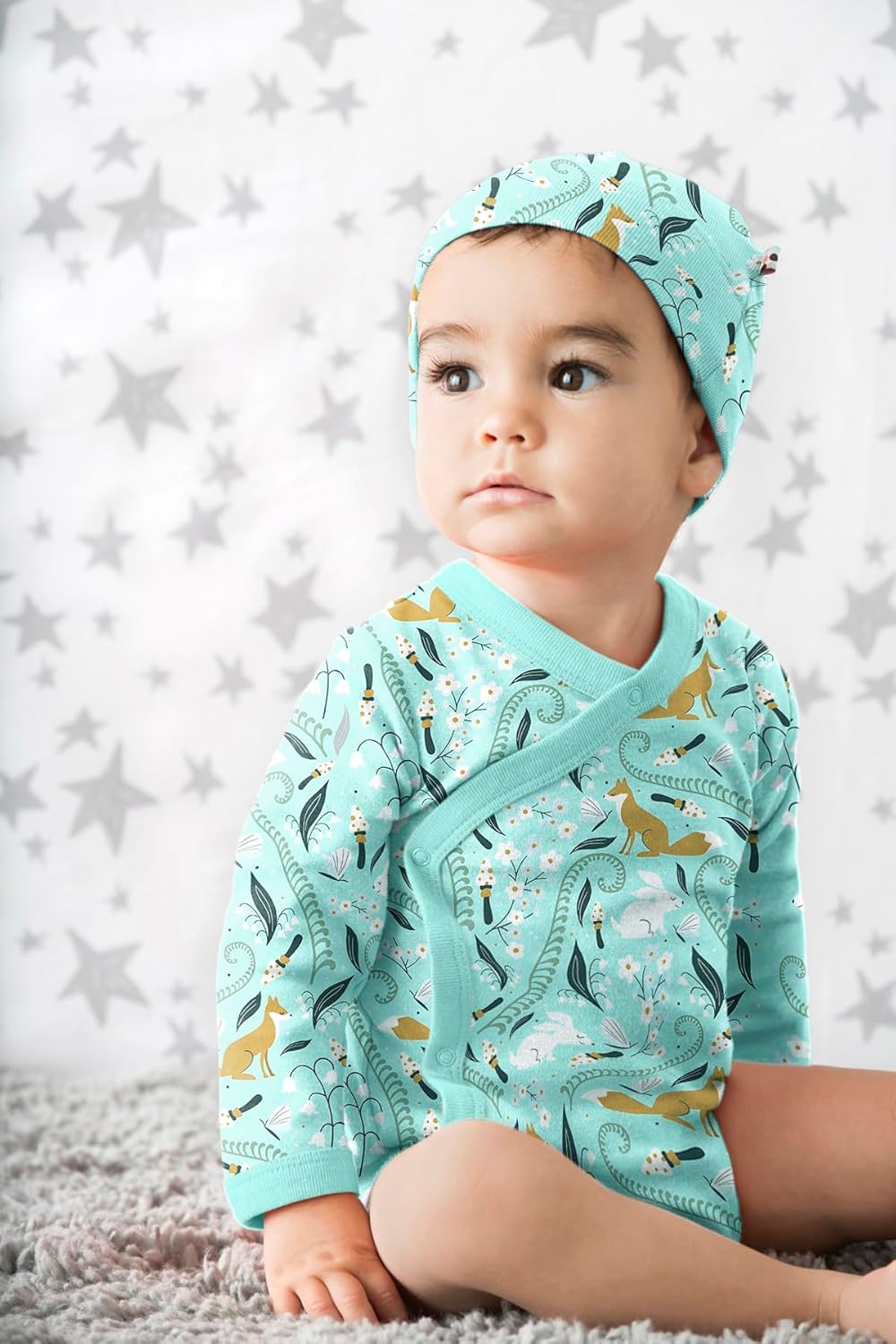 Babysoy Organic Newborn Long Sleeve Kimono Wrap for Infants