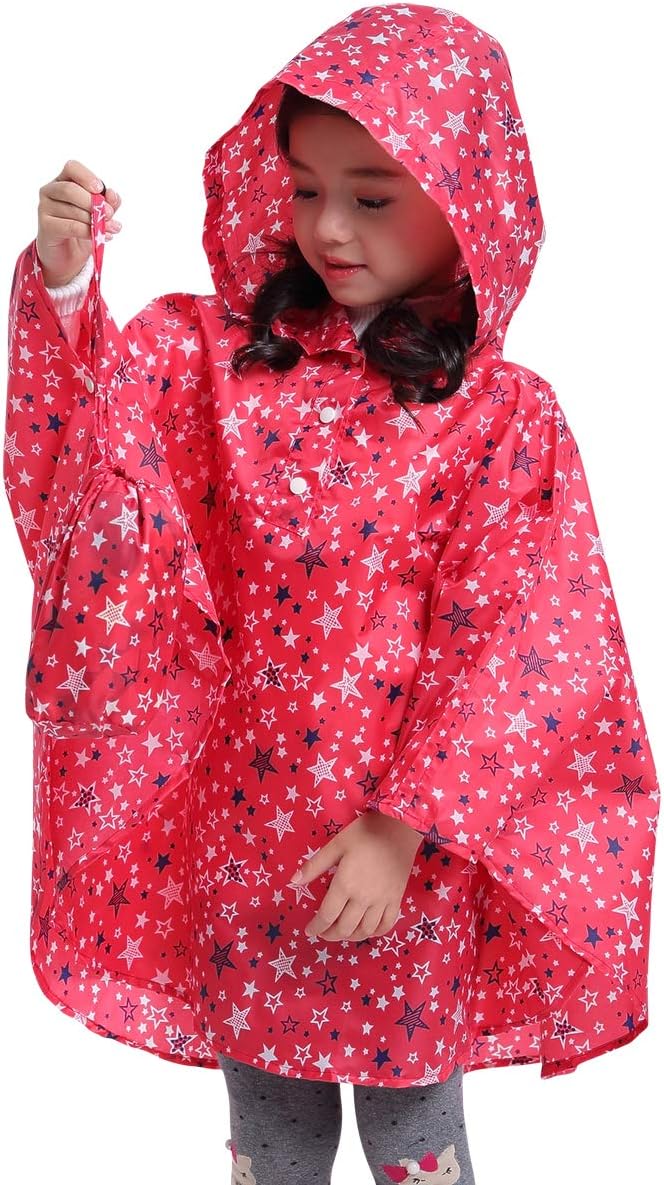 Spmor Kids Rain Poncho Hoodie - Waterproof Fashionable Perfect for Wintertime