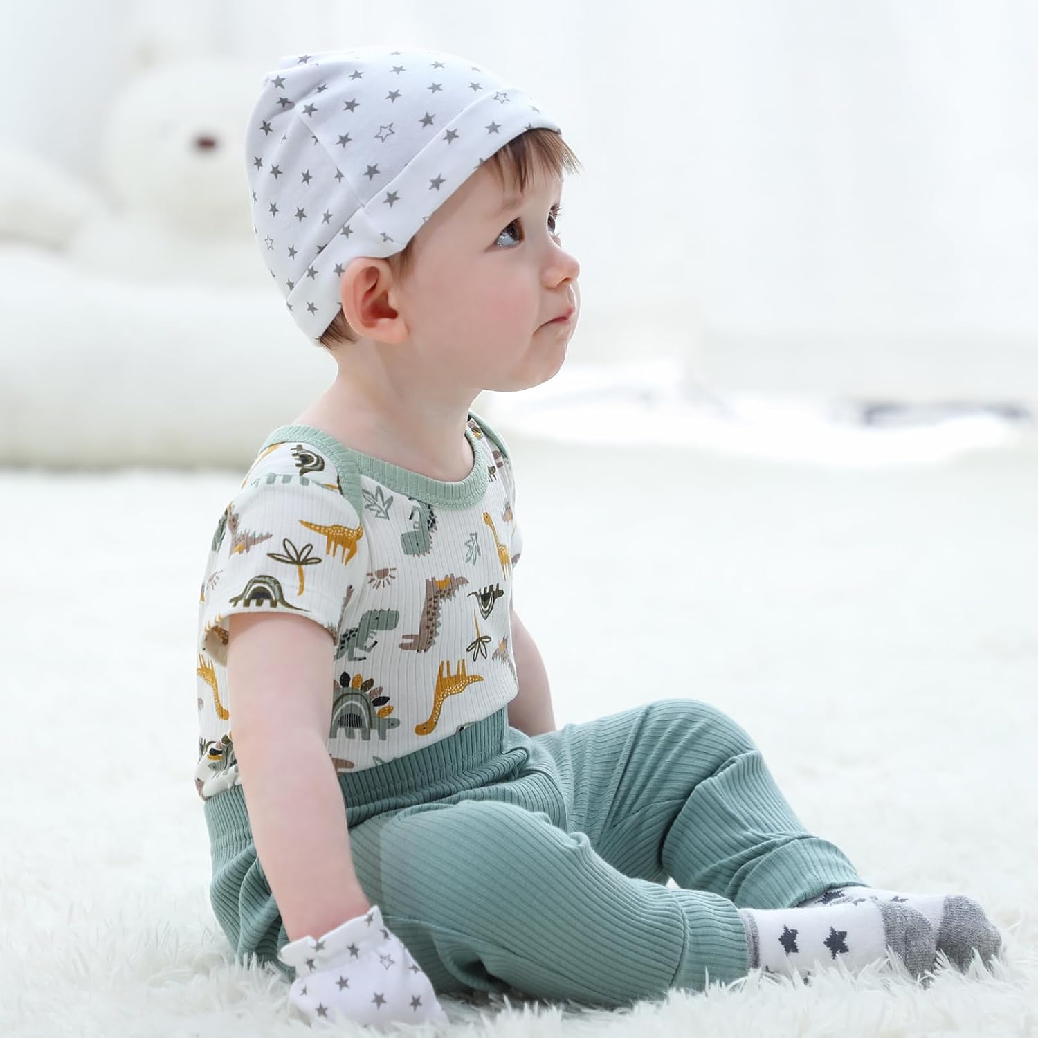 Ruliby Baby Bodysuit and Pant Set 6-Piece Ribbed Soft