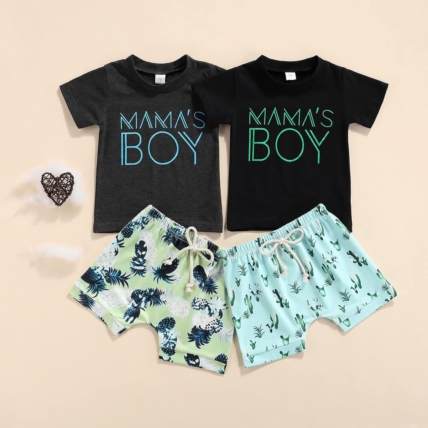 Mamas Boy Cactus Pineapple Toddler T-Shirt Set