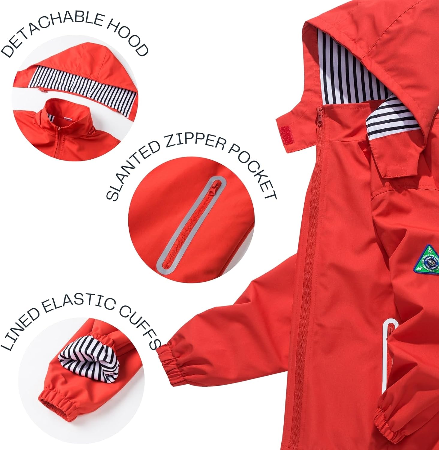IjnUhb Waterproof Dinosaur Rain Jacket for Kids Windproof Waterproof