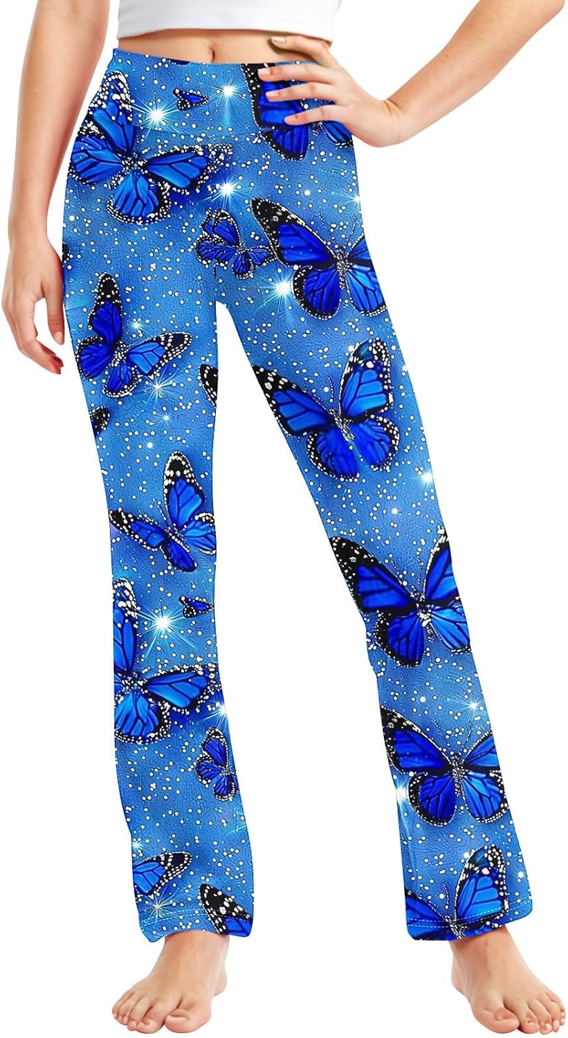 Floral Printed Straight Leg Yoga Pants for Kids 2-13