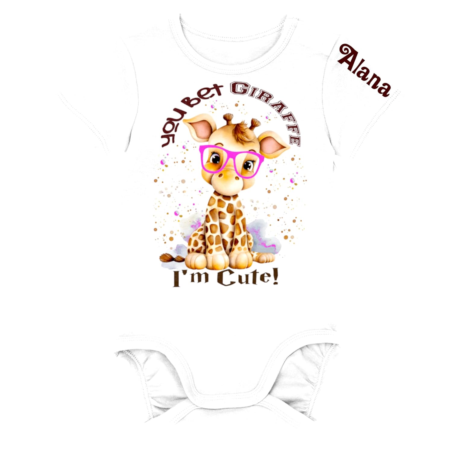 Joyful Giraffe Design Personalized Baby Giraffe Bodysuit Creative Prints of Joy
