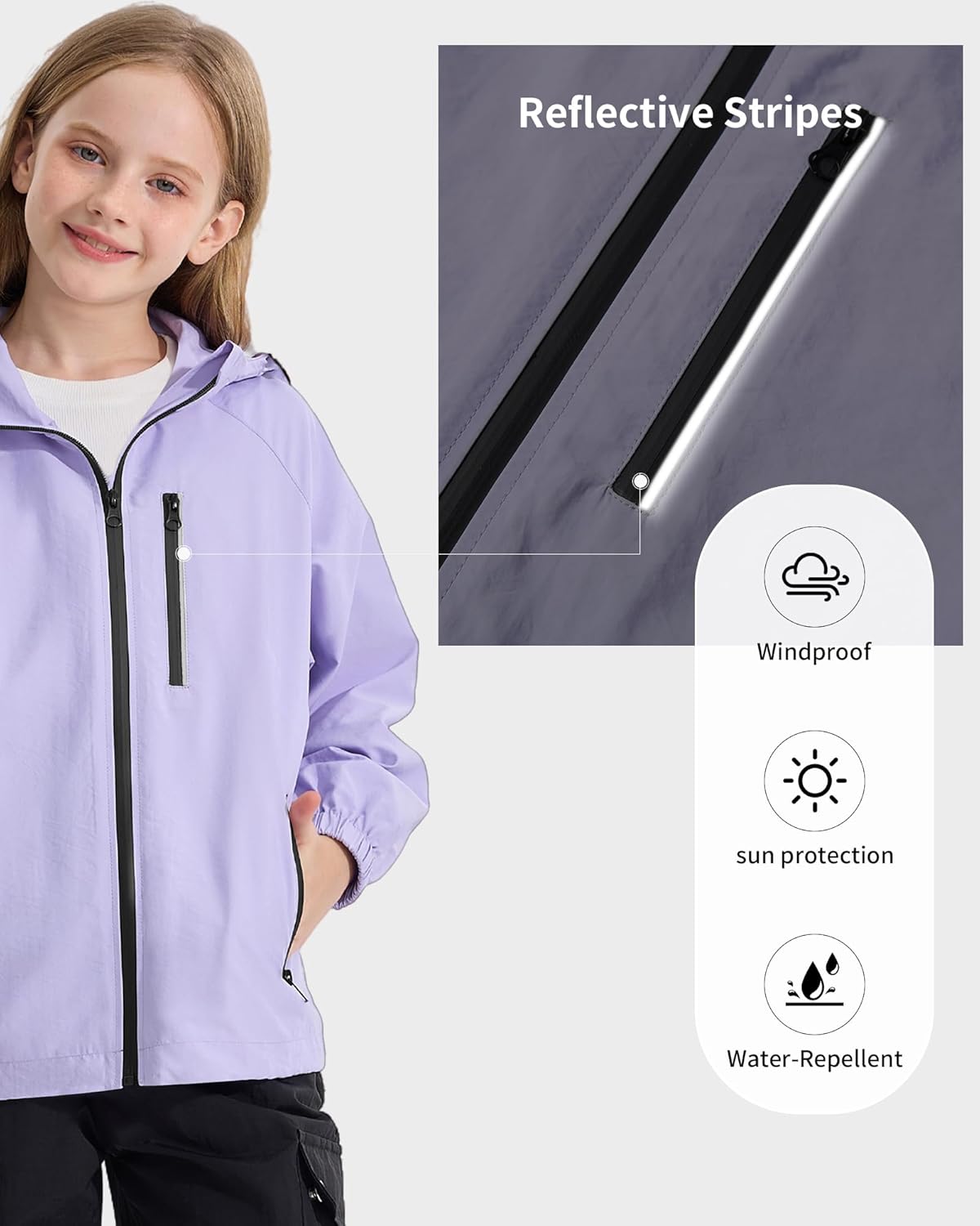 Rolanko Girls Waterproof Hoodie Outdoorsy Design
