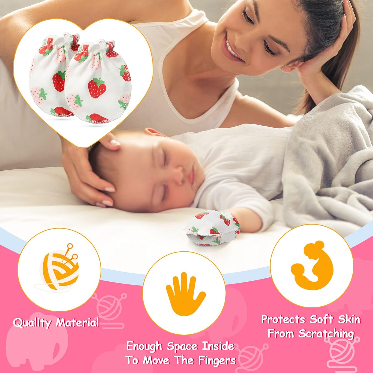Geyoga 40-Pair Soft Mittens for Babies No Scratches Cute Design