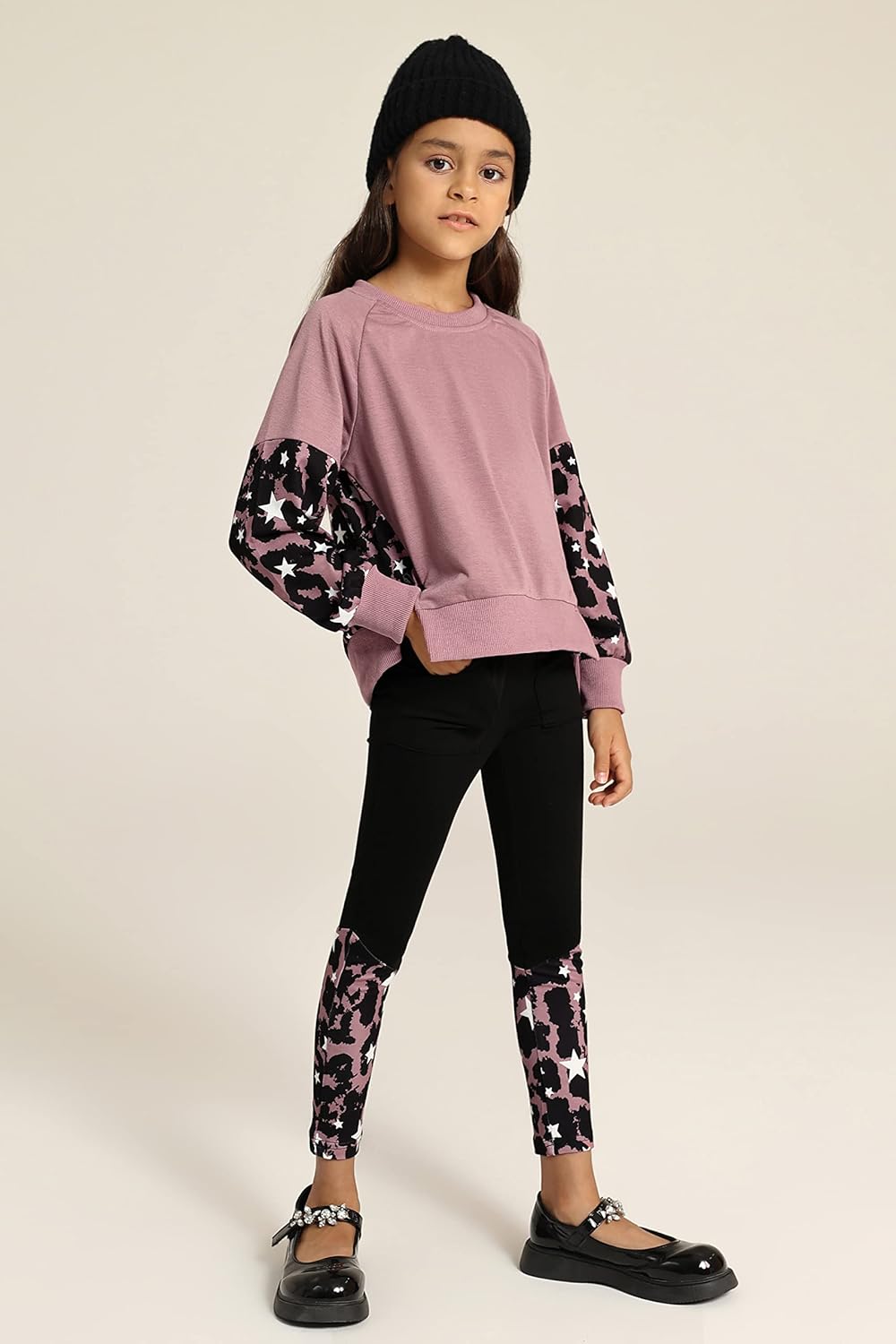 Girls Fashionable Sweater and Track Pants Set for Ages 5-14