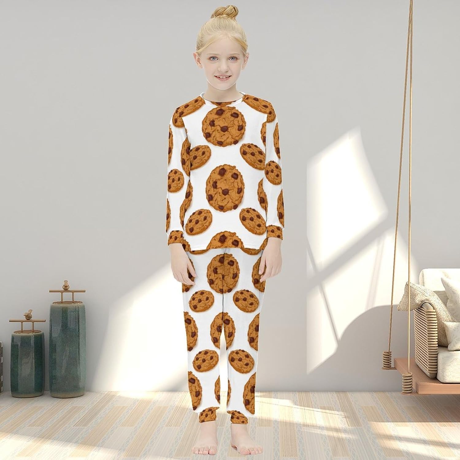 COMFORTABLE THERMAL SET FOR GIRLS - SOFT 90 POLYESTER 10 SPANEX Palestineique Pajamas Set