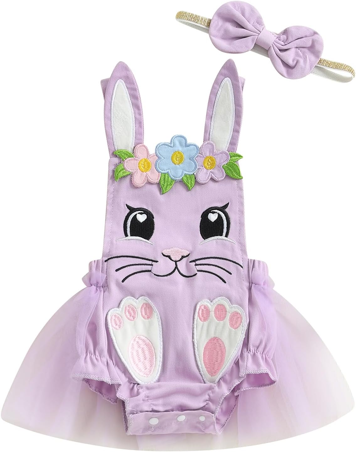 Amnnchya Rabbit Romper Cute Newborn Baby Girls First Easter Outfit