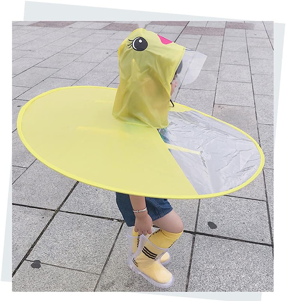 Cartoon Duck Waterproof Raincoat Umbrella Hat for Kids Durable and Waterproof