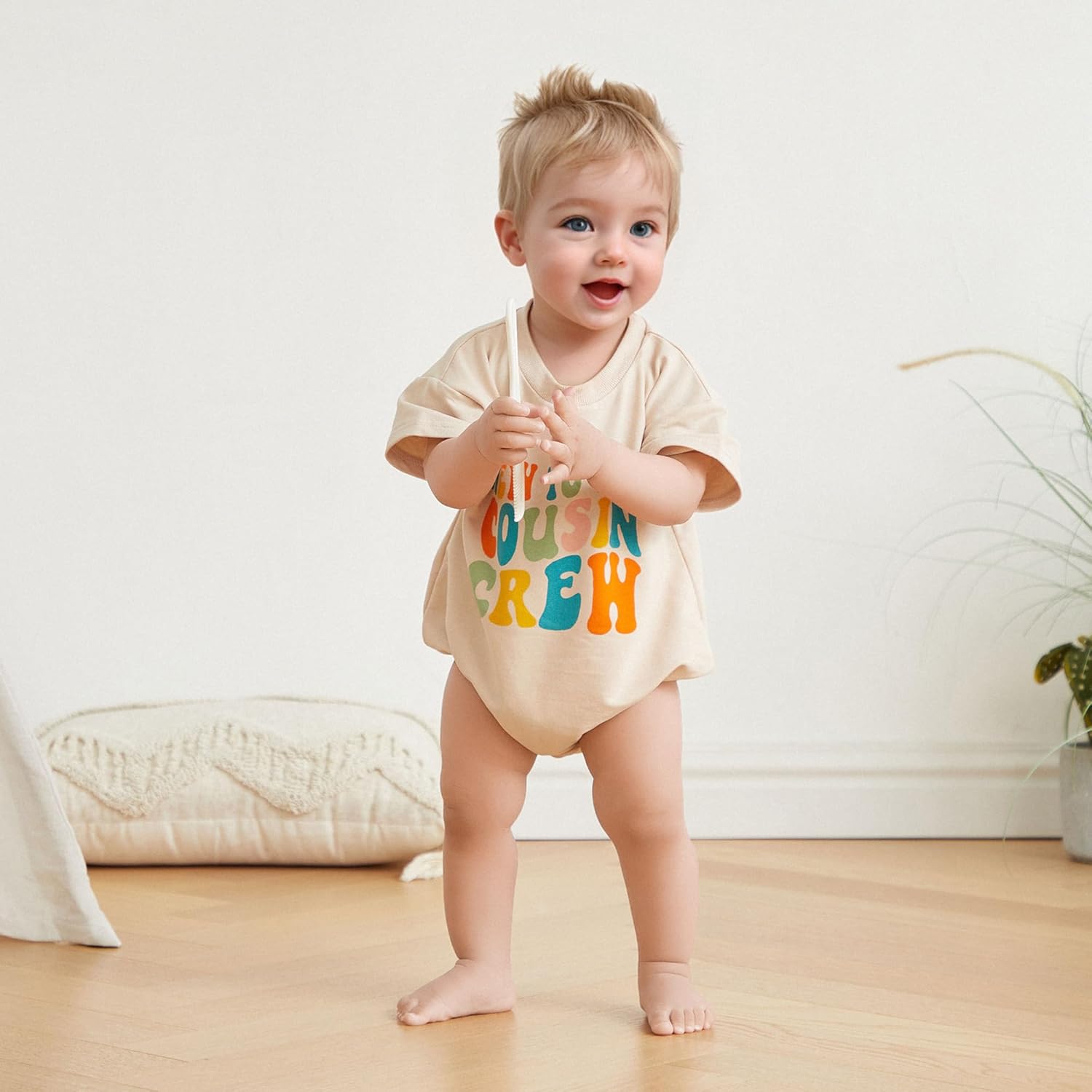 Newborn Baby Girl Boy Short Sleeve Romper with Cousin Design