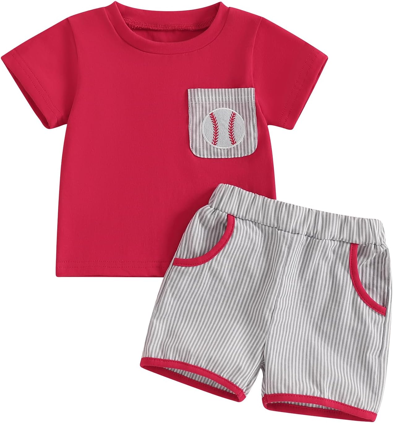 Girditemo Toddler Baseball 2-Piece Sets for Boys 3M-3T Summer Outfits