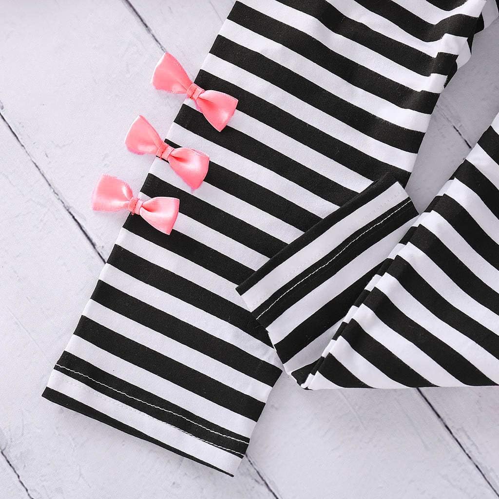 Stylish Stripe Elephant Bow Outfits for Toddler Girls