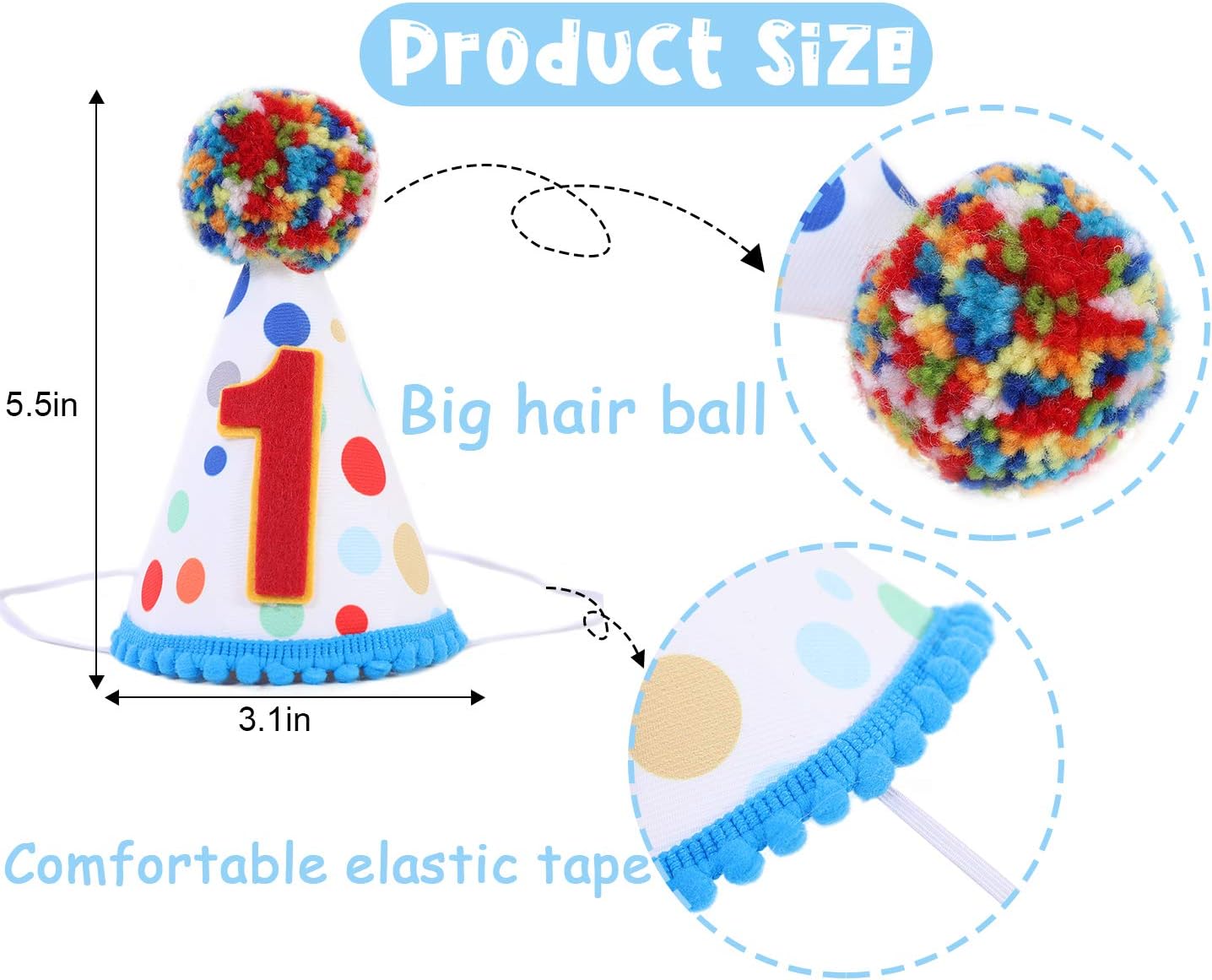 Wahawa 1st Birthday Confetti Cone Hat