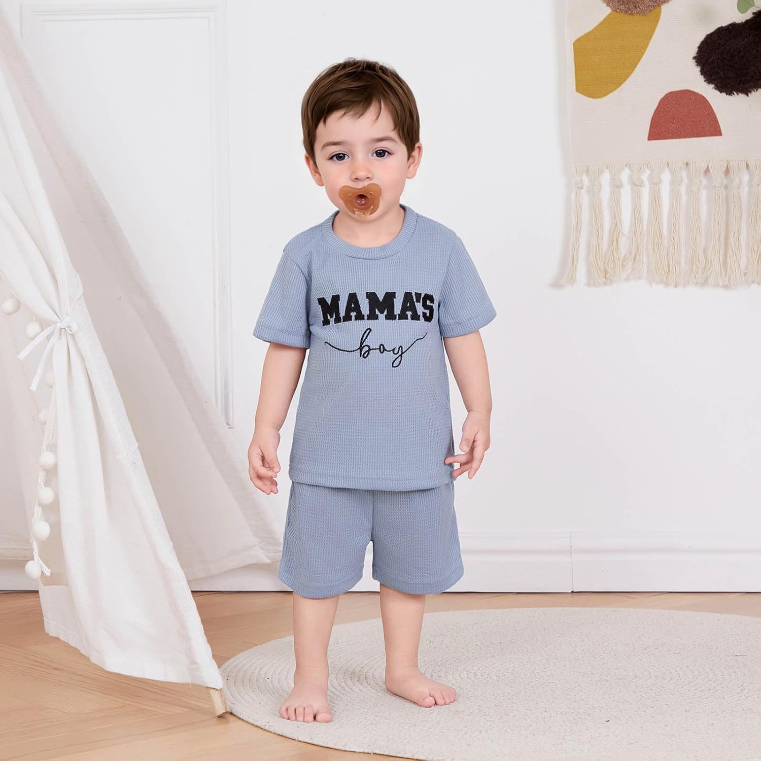 FOCUSNORM Embroidered toddlers boys summer set