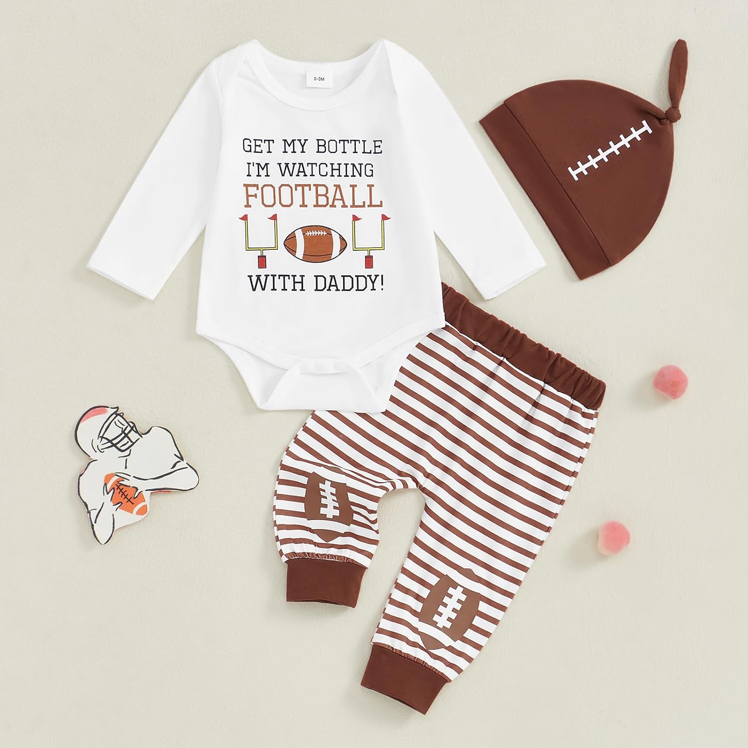 Newborn Baby Boy Football Outfit Romper Pants Set for Fall Innovation