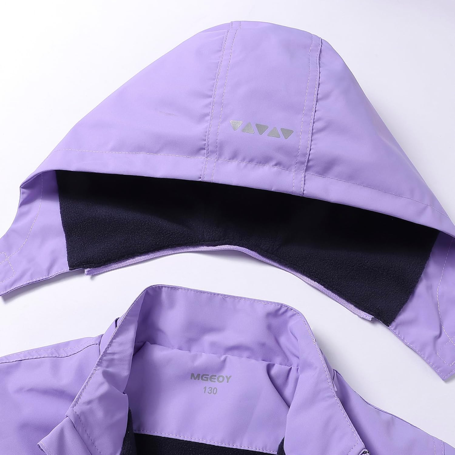 MGEYO Boys Girls Waterproof Fleece-Lined Rain Jacket