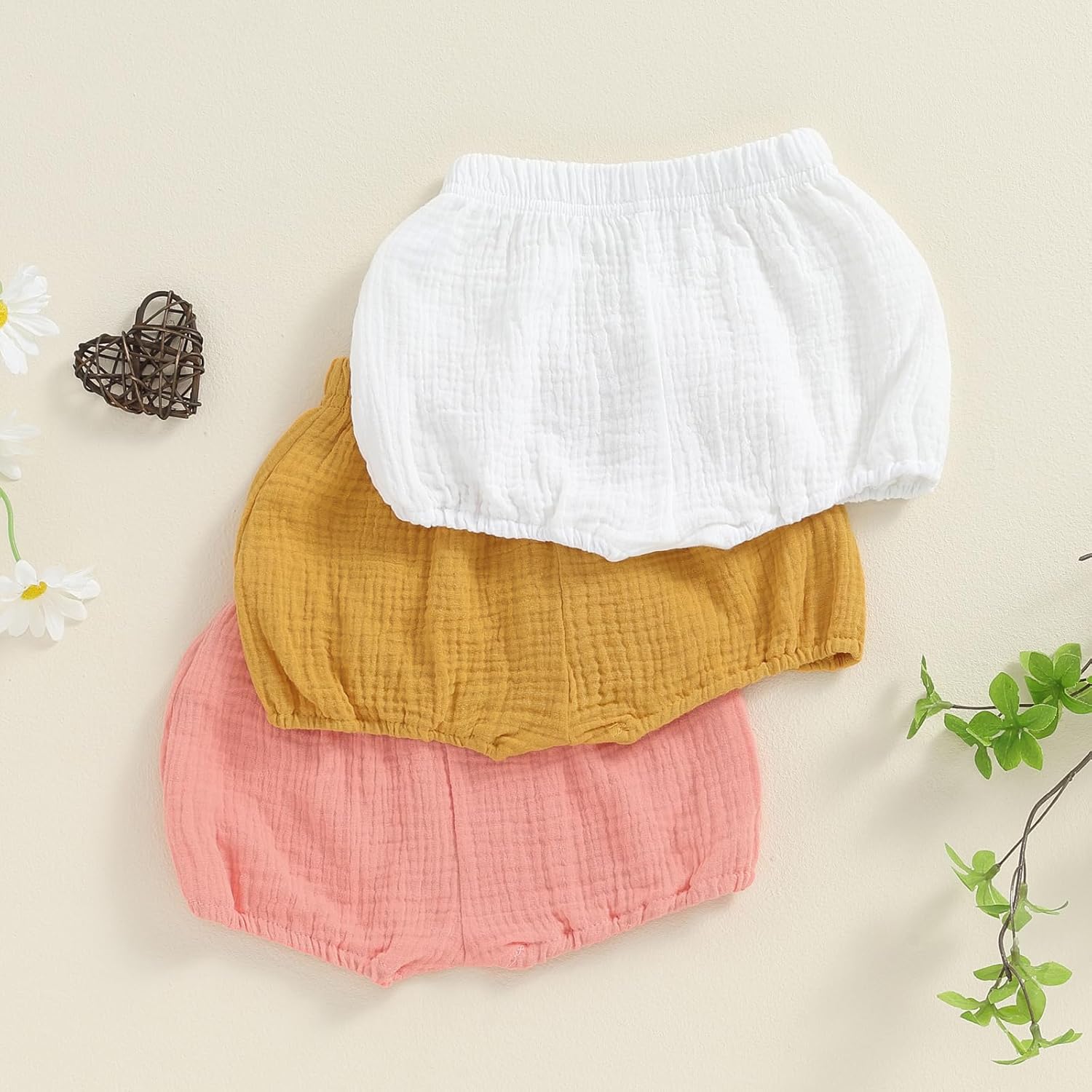 3 Pack Baby Essentials Solid Cotton Shorts