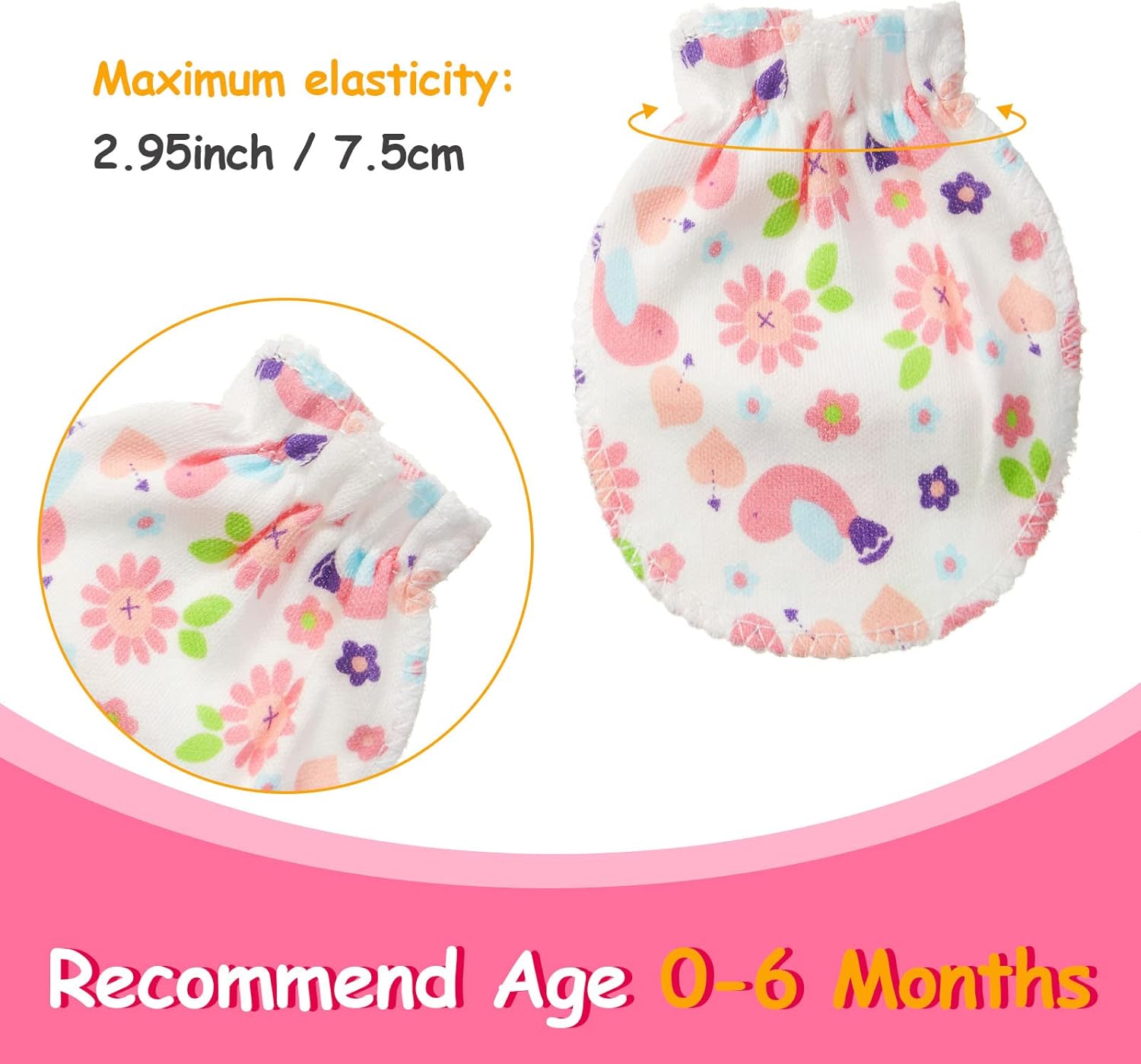 Geyoga 40-Pair Soft Mittens for Babies No Scratches Cute Design