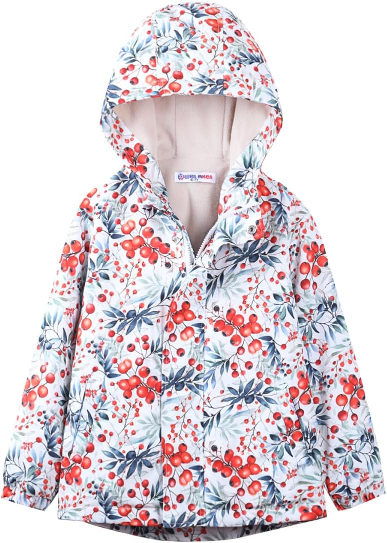 Kids Water-Resistant Fleece-Lined Rain Jacket with Pockets