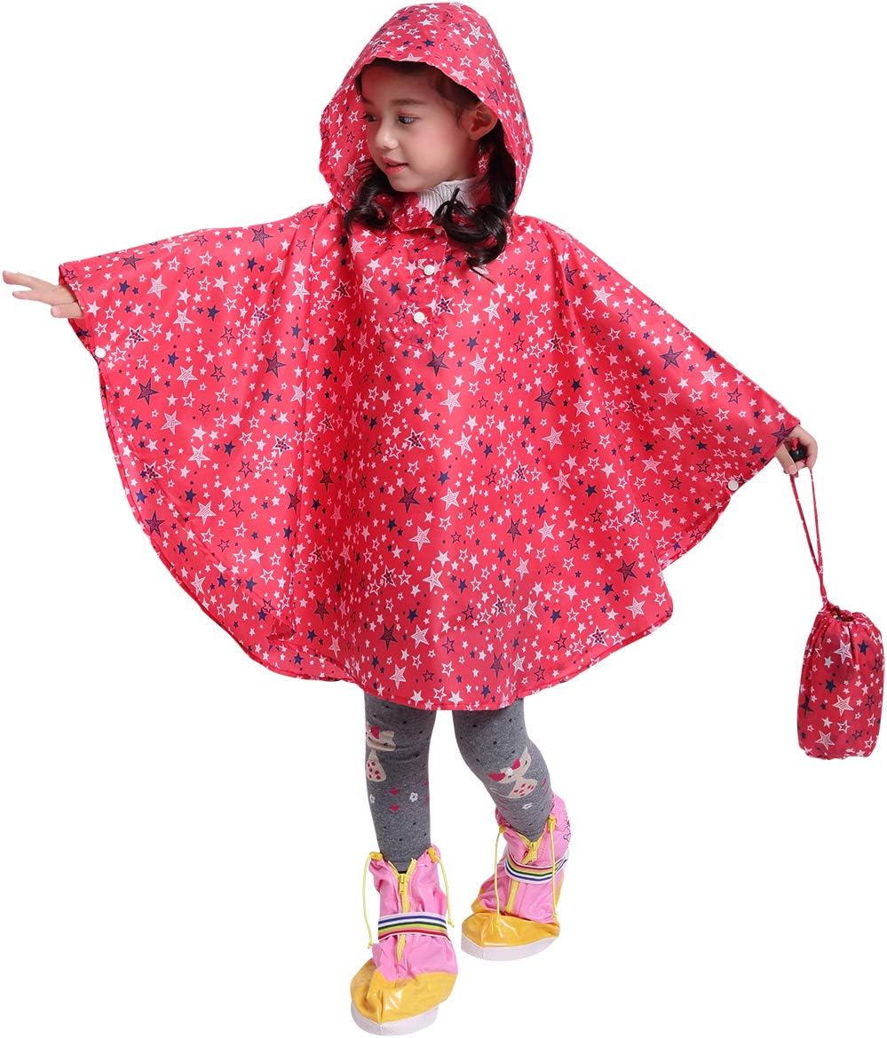 Spmor Kids Rain Poncho Hoodie - Waterproof Fashionable Perfect for Wintertime