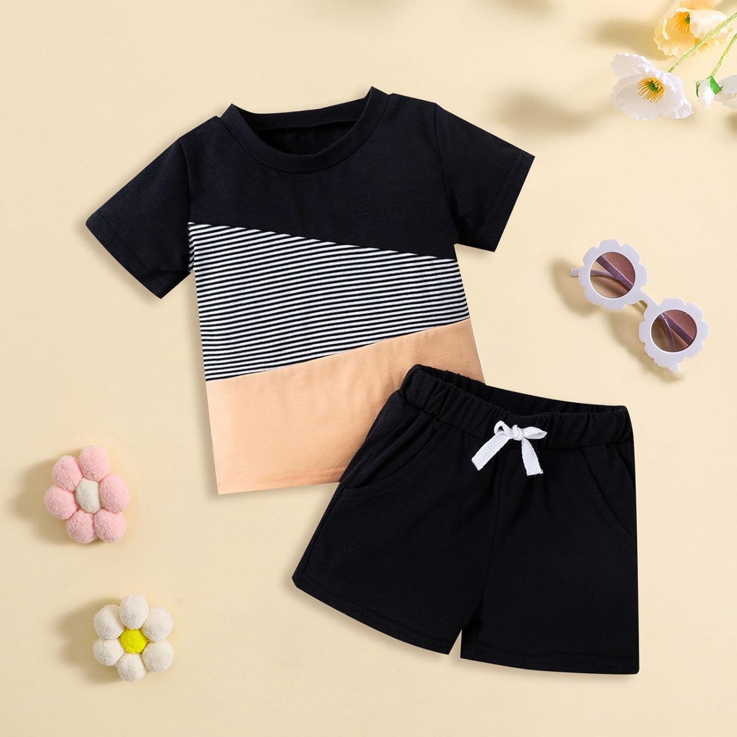 Moonker Boys Casual Patchwork Outfit Set