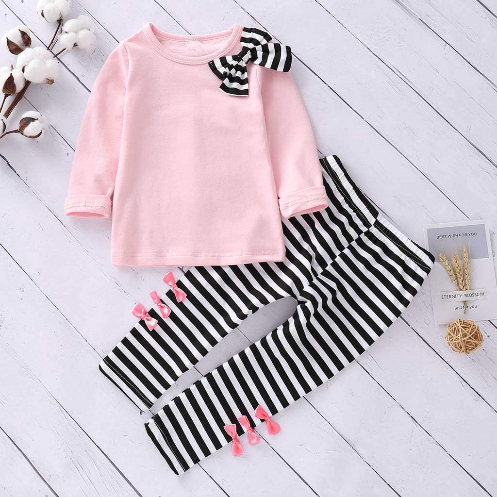 Stylish Stripe Elephant Bow Outfits for Toddler Girls