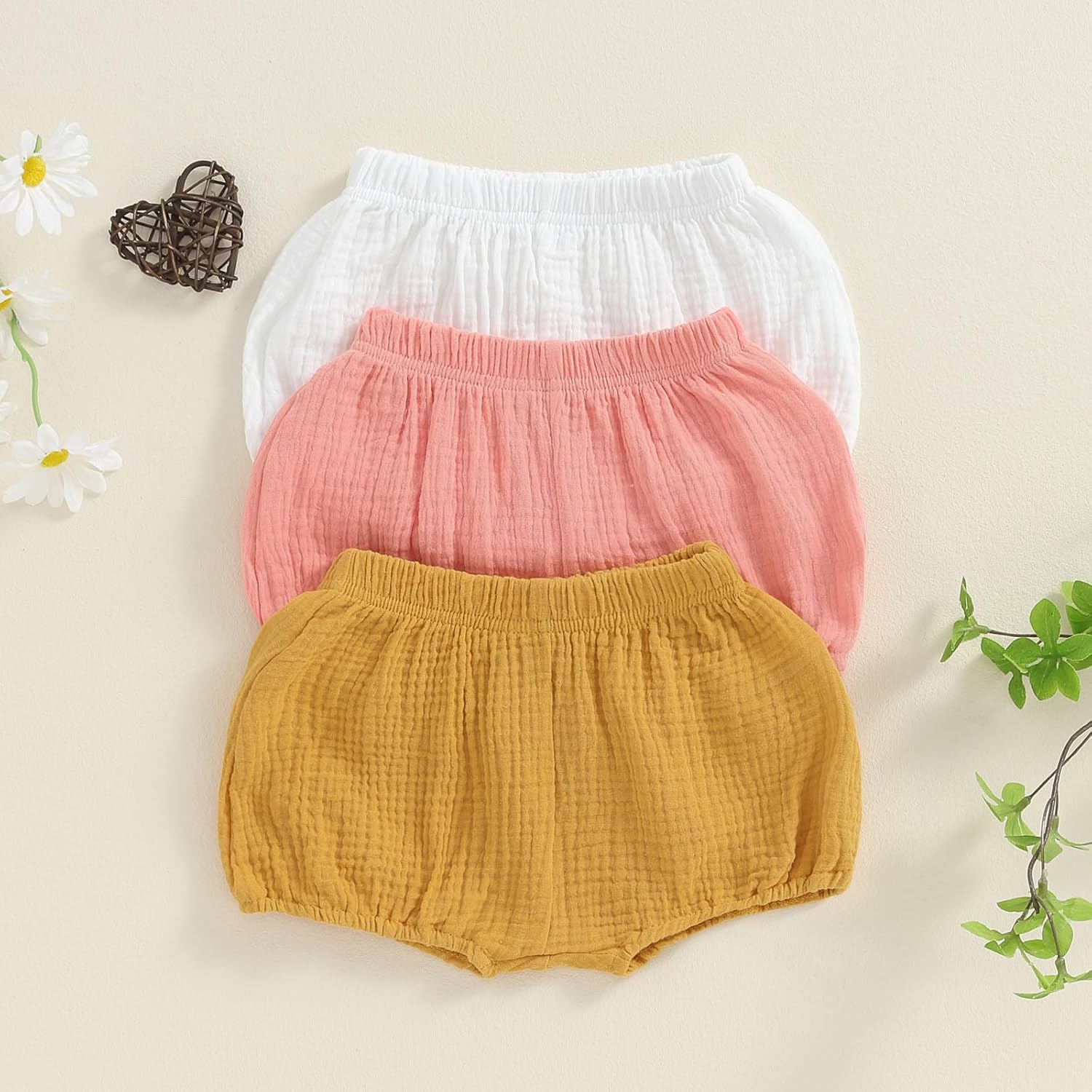 3 Pack Baby Essentials Solid Cotton Shorts