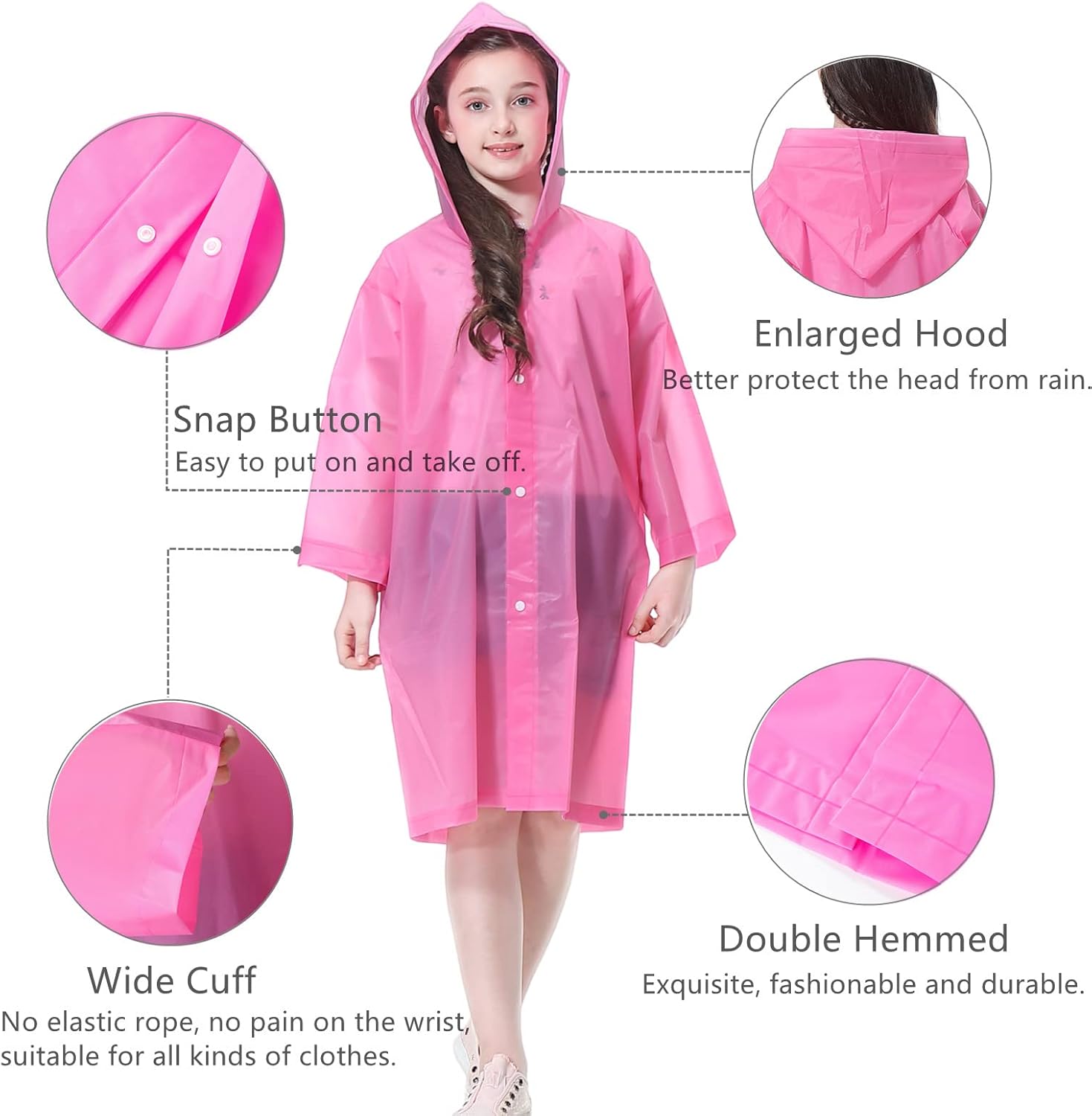 RUISHYY Kids Rain Poncho 2-Pack
