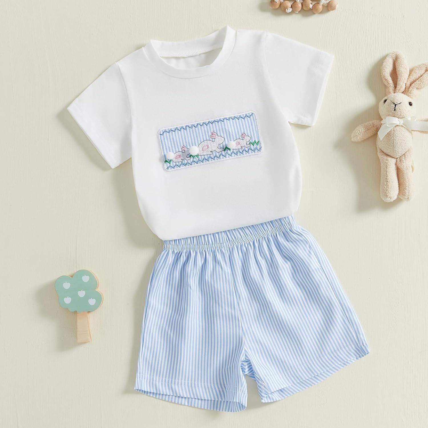 Easter Toddler Outfit - Boy Girl Soft Striped BunnyT Daily Seasonal Perfect Match