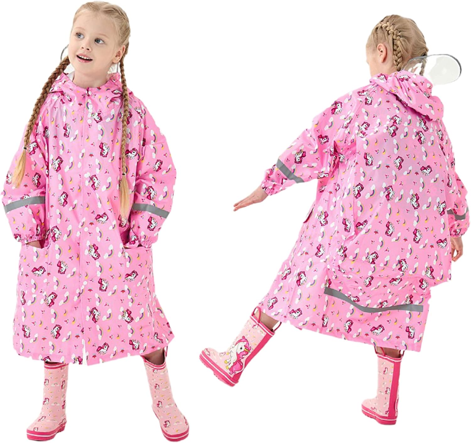 Fewlby Kids Waterproof Raincoat for School