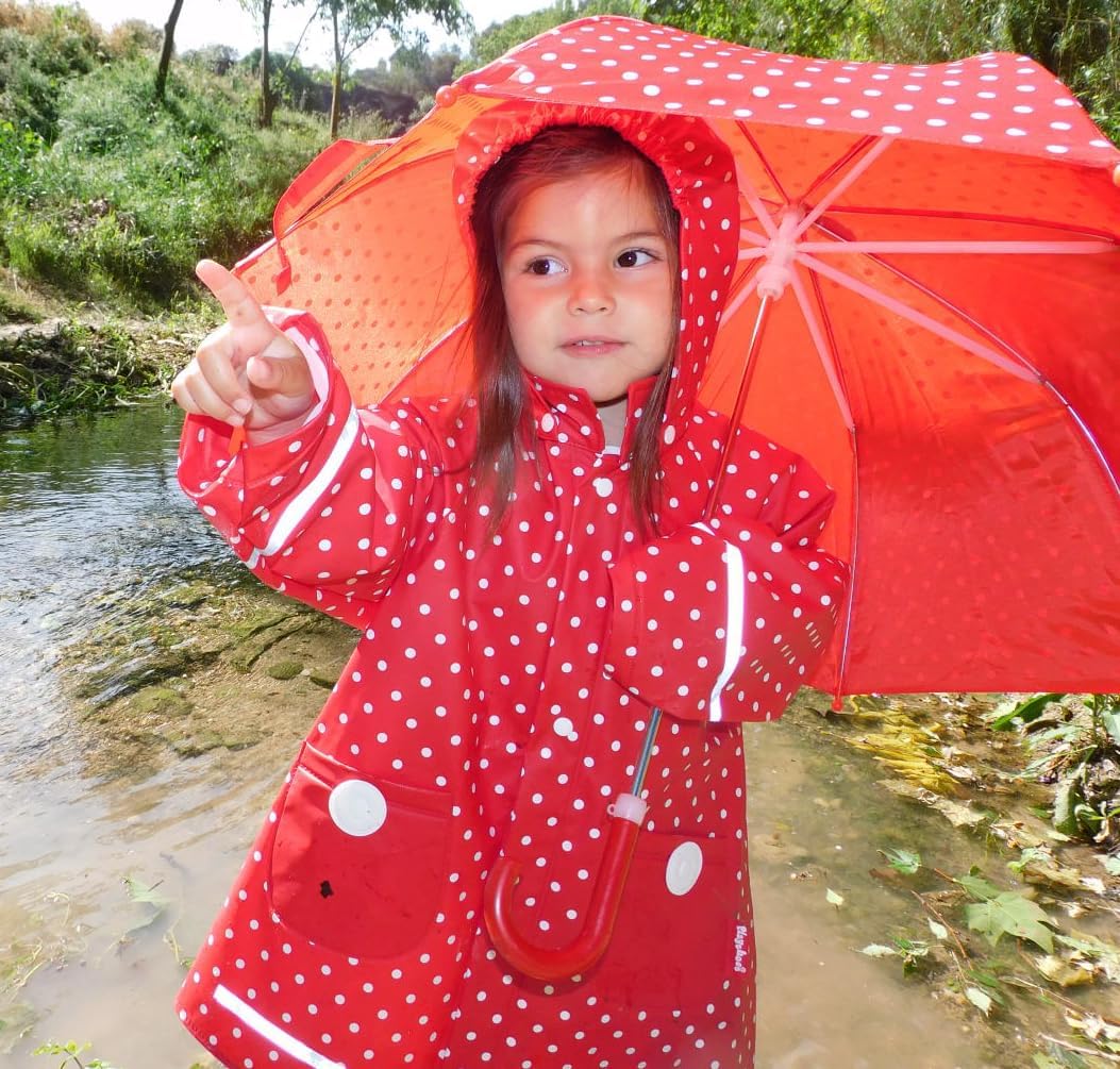 Childrens Dots Collection Waterproof Rain Jacket Red Blue Soft Comfortable Reflective Durable